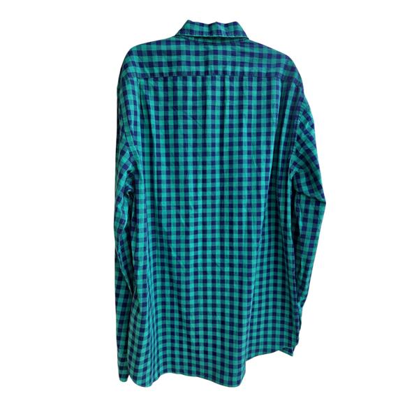 J. Crew Men Slim Fit Gingham Shirt Sz Large Green Blue Plaid Button Down Casual - Picture 4 of 5